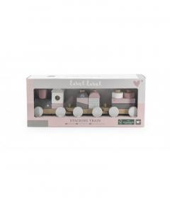 Jucarie din lemn - Tren din cuburi - Pink