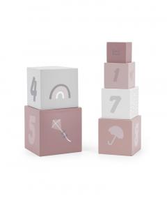 Cuburi din lemn cu cifre - Pink