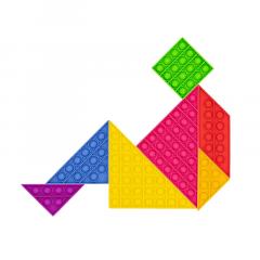 Jucarie antistres din silicon - Tangram Pop It - Cutie albastra