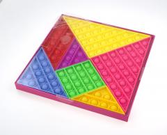 Jucarie antistres din silicon - Tangram Pop It - Cutie roz