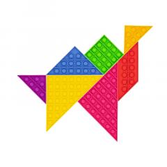 Jucarie antistres din silicon - Tangram Pop It - Cutie roz