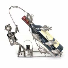 Suport din metal pentru sticla de vin - Pescar