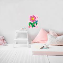 Goblen cu margele lipite - Floare cu Fluture, 17x22 cm