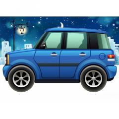 Goblen cu margele lipite - Masina Mica, 17x22 cm