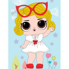 Goblen cu margele lipite - Fetita cu Ochelari, 17x22 cm