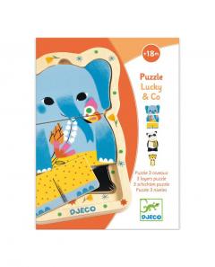 Puzzle educativ - Lucky & Co, 3 Layer Wooden Puzzle