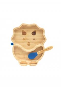 Farfurie - Bambus - Dinozaur - Albastru