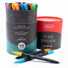 Set 60 carioci cu varf dublu - Fine Brush Daco