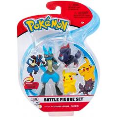 Set 3 figurine Pokemon - Pikachu, Zorua & Lucario