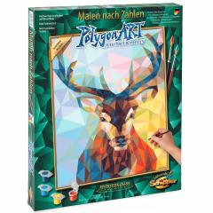 Kit pictura cu numere - Stag - Polygon Art, 40x50 cm