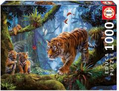 Puzzle 1000 piese - Tigers in the Tree