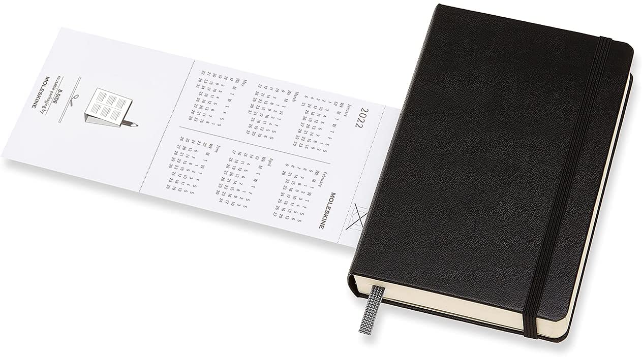 Agenda 2022 12Month Daily Planner Pocket, Hard Cover Black Moleskine