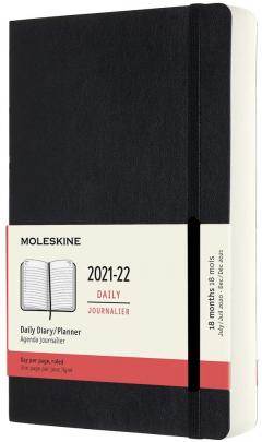 Agenda 2021-2022 - 18-Month Daily Planner - Large, Soft Cover - Black
