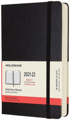 Agenda 2021-2022 - 18-Month Daily Planner - Large, Hard Cover - Black