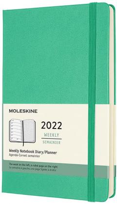 Agenda 2022 - 12-Month Weekly Planner - Large, Hard Cover - Ice Green