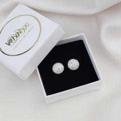 Cercei butoni din portelan - Puncte De Aur (EAR-3009)