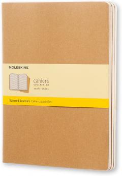 Set 3 caiete - Moleskine Cahier - Extra Large, Squared - Kraft Brown