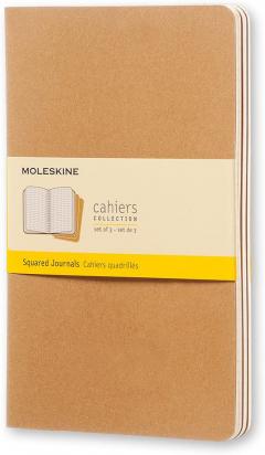 Set 3 caiete - Moleskine Cahier - Large, Squared - Kraft Brown