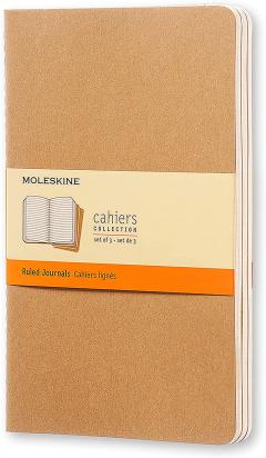 Set 3 caiete - Moleskine Cahier - Large, Ruled - Kraft Brown