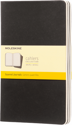 Set 3 caiete - Moleskine Cahier - Large, Squared - Black