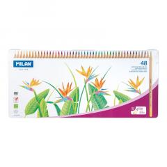 Creioane colorate in cutie de metal, 48 buc