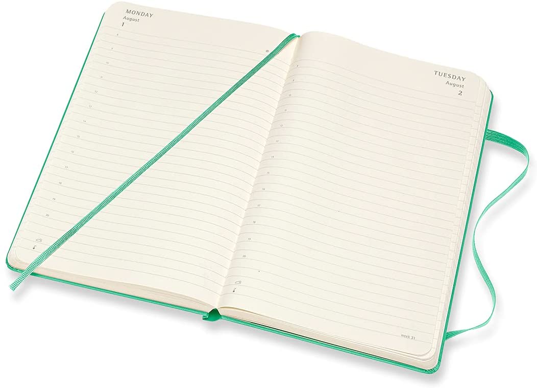 Agenda 2022 12Month Daily Planner Large, Hard Cover Ice Green Moleskine