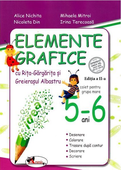 Elemente grafice cu Rita-Gargarita si Greierasul Albastru, 5-6 ani
