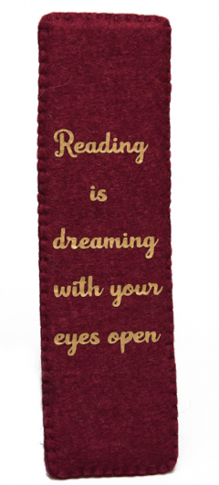 Semn de carte cu mesaj - Handmade - Visiniu