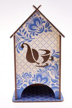 Cutie lemn - Casuta plicuri ceai "Chinez", 20x11.5x11.5cm