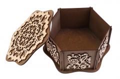 Cutie lemn - Hexagon, 18x21x11 cm