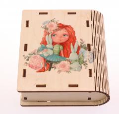 Cutie lemn - Carte, 11x10x3.5 cm (doua modele)