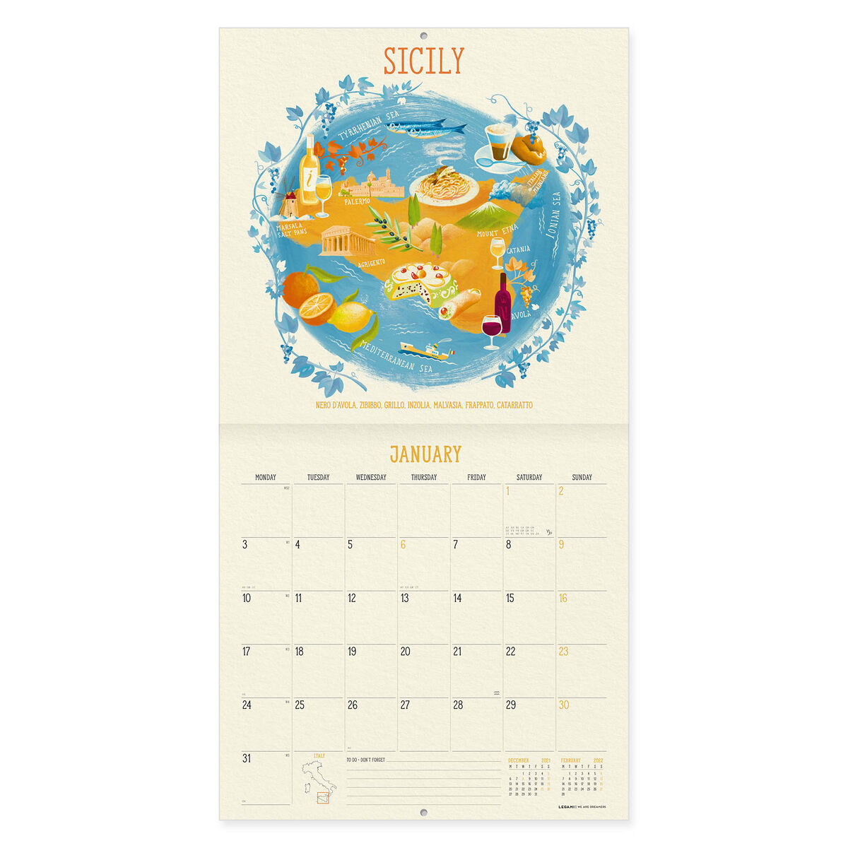 Calendar 2022 - Wine and Dine, 30x29 cm - Legami