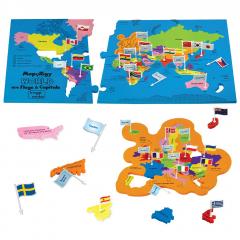 Puzzle din spuma - Harta Lumii - Steaguri si Capitale