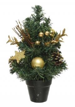 Brad artificial - Glitter Bauble, Stars, Cinnamon - Indoor - Gold