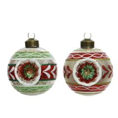 Set 3 globuri - Glass Antique Leaf Border - Reflex Mix