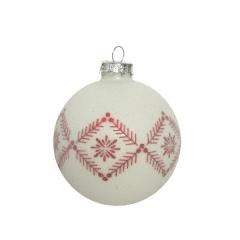 Set 3 globuri - Glass Glitter - Red-White