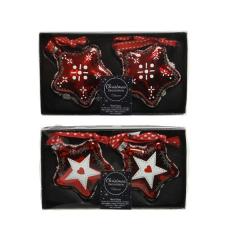 Set 2 globuri - Star Glass Lace Red - doua modele - pret pe set