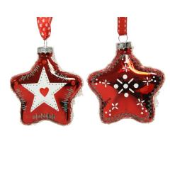 Set 2 globuri - Star Glass Lace Red - doua modele - pret pe set