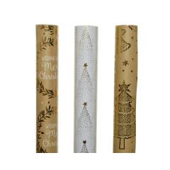 Hartie de impachetat - Foil, Glitter Wreath, Tree - Gold - mai multe modele
