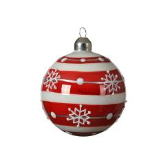 Set 3 globuri - Glass Glitter - White-Red