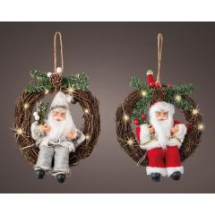 Decoratiune - Micro LED Wreath Polyester Sitting Santa - Indoor - mai multe culori