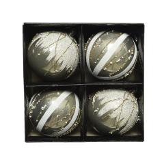 Set 4 globuri - Shatterproof Shiny Glitter and Mini Foam - Champagne