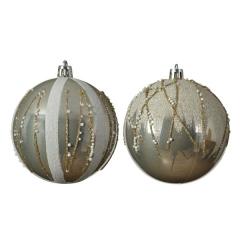 Set 4 globuri - Shatterproof Shiny Glitter and Mini Foam - Champagne