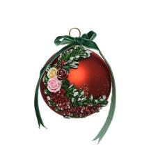 Set 2 globuri - Glass Poly Glitter - Christmas Red