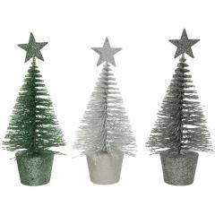 Brad decorativ - Glitter Star - White, Silver, Frosted Green - mai multe culori