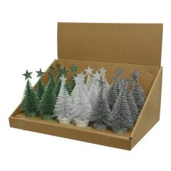 Brad decorativ - Glitter Star - White, Silver, Frosted Green - mai multe culori