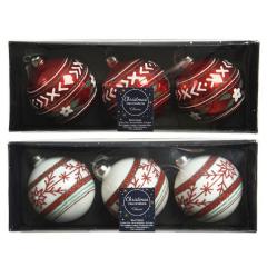 Set 3 globuri - Glass Glitter - Red-White - mai multe modele - pret pe set