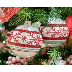 Set 3 globuri - Glass Glitter - Red-White - mai multe modele - pret pe set