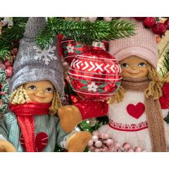 Set 3 globuri - Glass Glitter - Red-White - mai multe modele - pret pe set