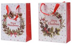 Punga cadou - Red Glitter Wreath, XXL - mai multe modele